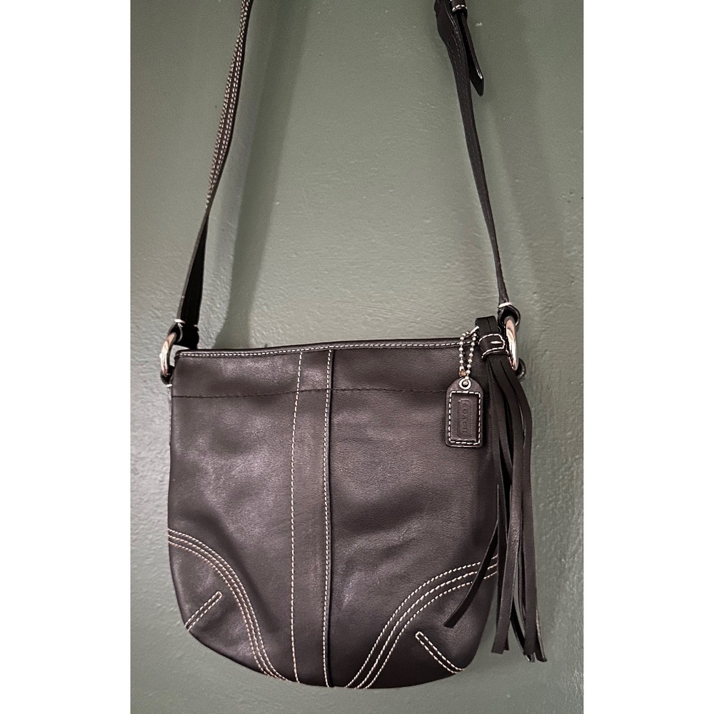Coach Black Leather Soho Crossbody Bag with Tassel